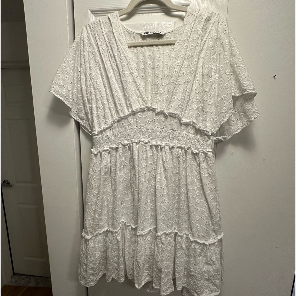 Zara Women’s Eyelet White Mini Dress